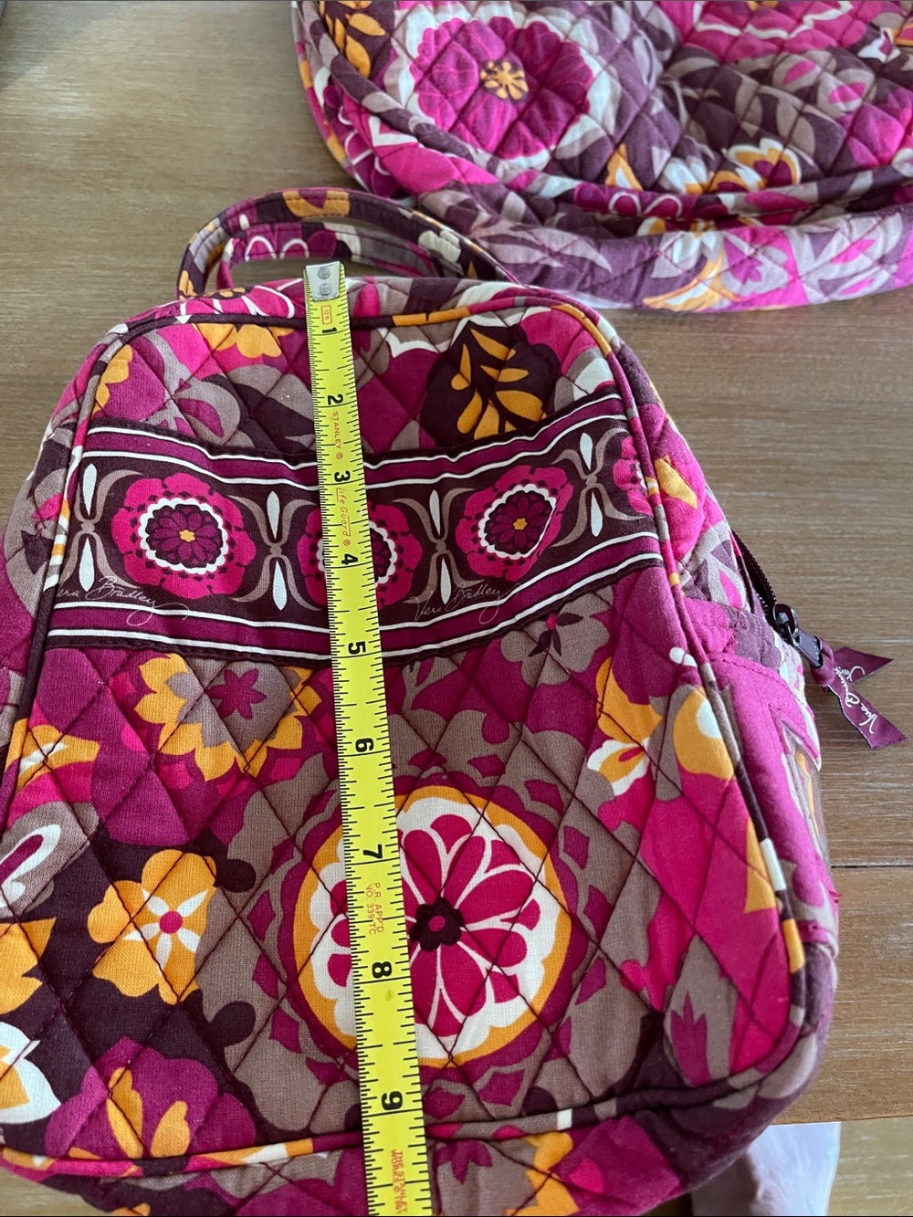 Vera Bradley Quilted Small lunch bag Pink, Yellow & Brown Floral Retired - Picture 5 of 5